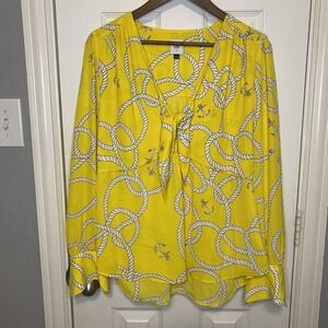 CAbi Yellow Nautical Rope Print Blouse